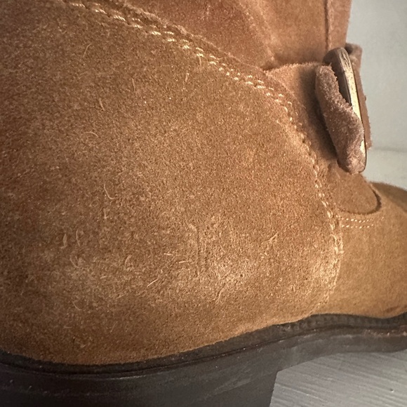 Frye Tan Suede Ankle Boots size 8 Buckle Western Casual Boho Desert Festival - Picture 6 of 11